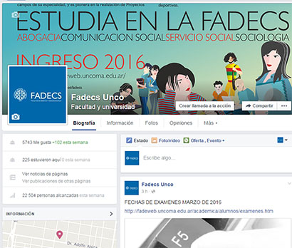 INFORME DE LECTURA DE LA PÁGINA DE FACEBOOK DE LA FADECS-UNCO