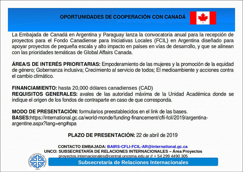 OPORTUNIDADES DE COOPERACIÓN CON CANADÁ