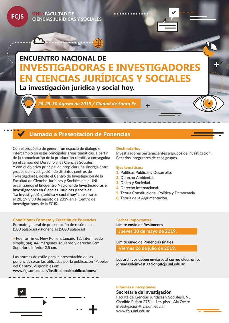 ENCUENTRO NACIONAL DE INVESTIGADORAS E INVESTIGADORES EN CIENCIAS JURÍDICAS Y SOCIALES