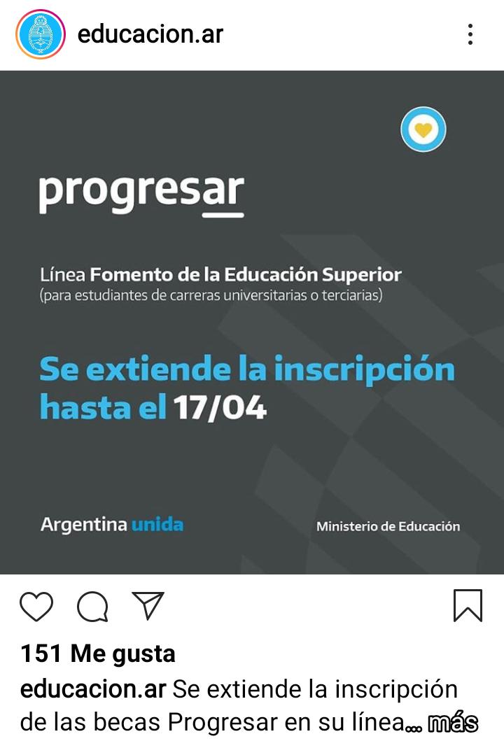 SE EXTIENDE LA INSCRIPCIÓN DEL PROGRAMA PROGRESAR PARA EDUCACIÓN SUPERIOR