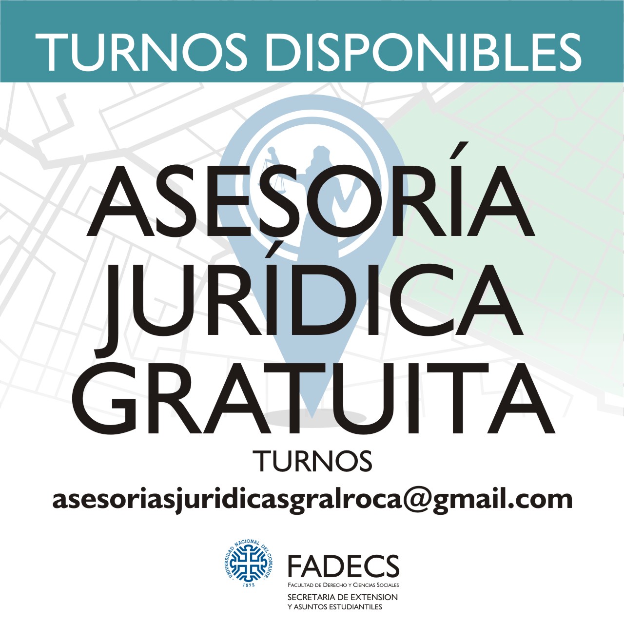 TURNOS DISPONIBLES PARA ASESORÍA JURÍDICA GRATUITA