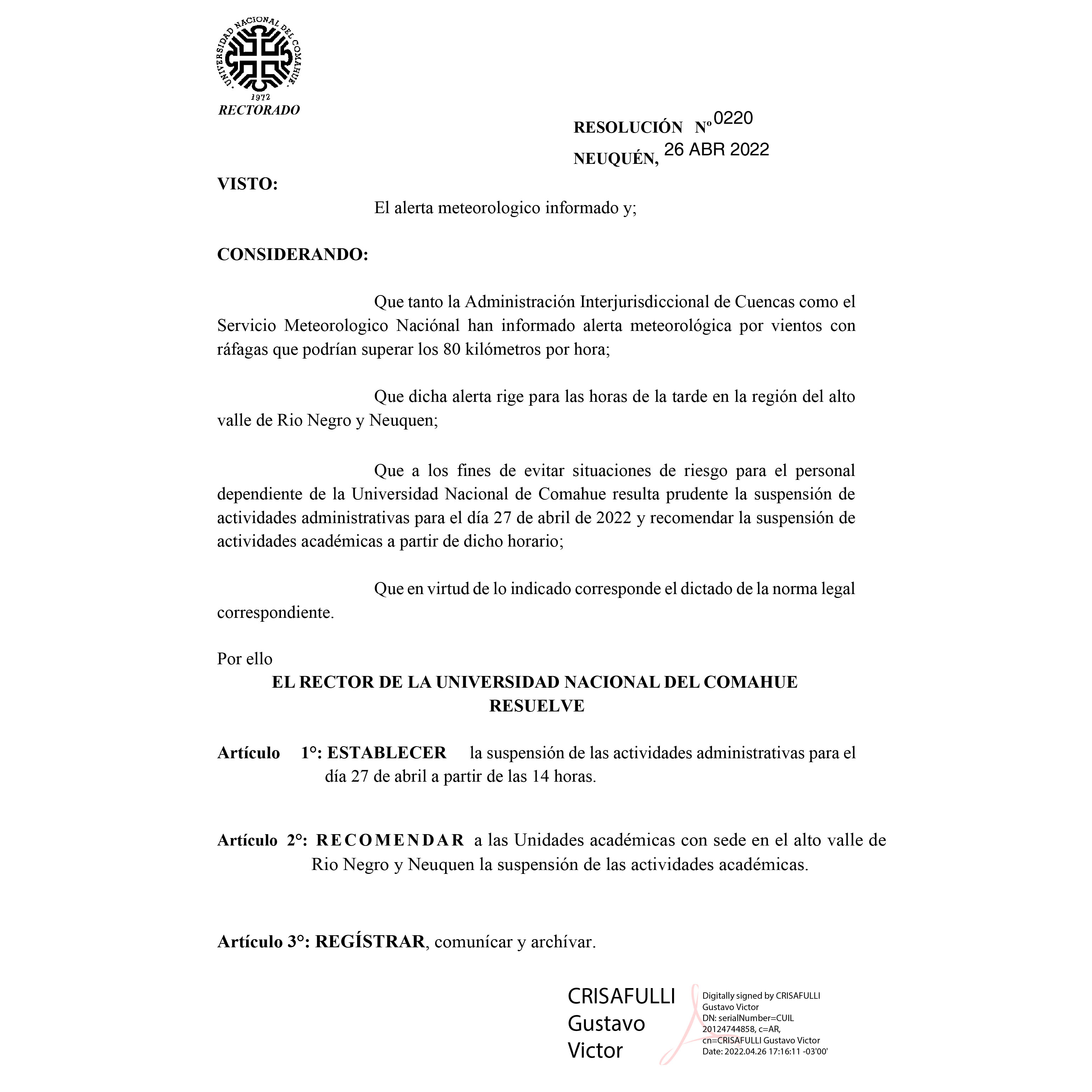 SUSPENSIÓN DE ACTIVIDADES ADMINISTRATIVAS 