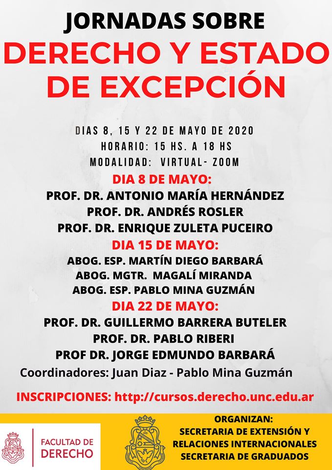 JORNADAS SOBRE DERECHO Y ESTADO DE EXCEPCIÓN 