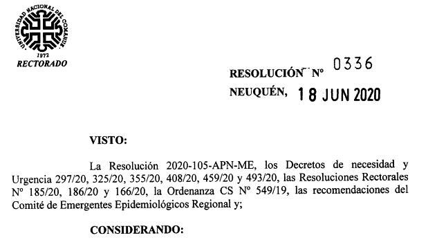 MODIFICACIÓN DEL CALENDARIO ACADÉMICO DE LA UNCO