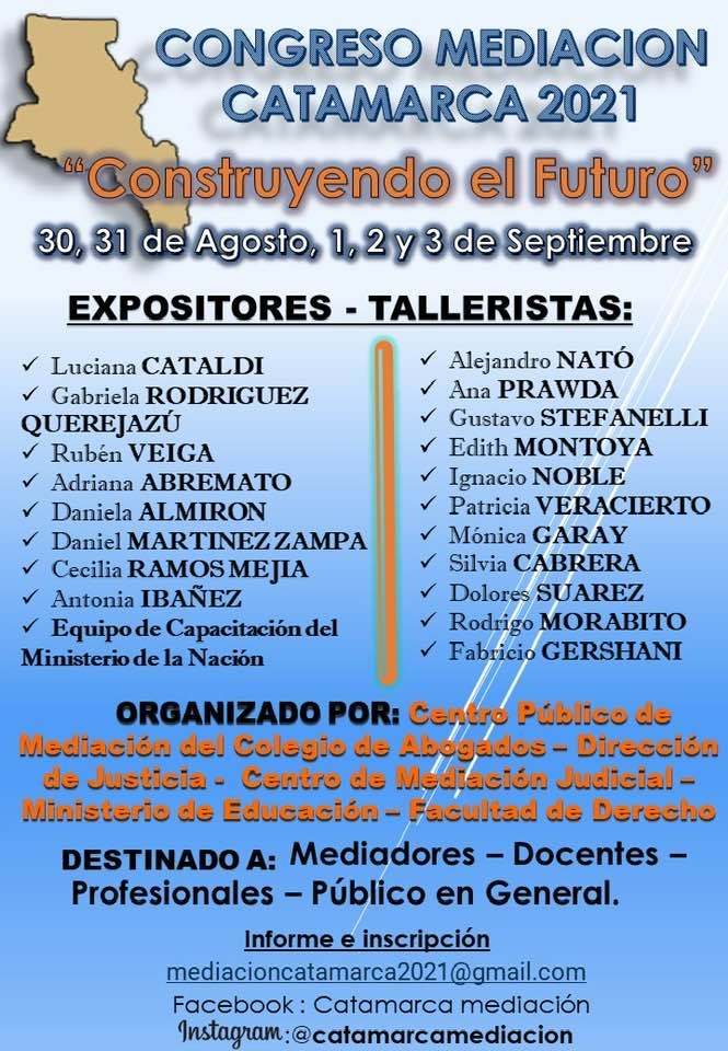 CONGRESO MEDIACIÓN CATAMARCA 2021 «CONSTRUYENDO EL FUTURO» – ON LINE