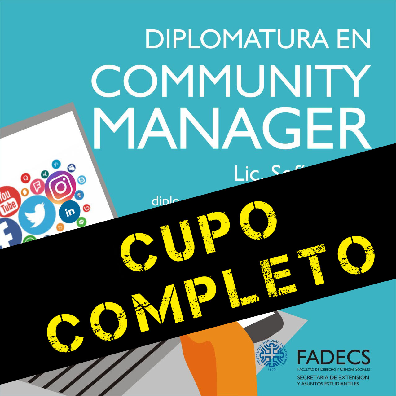 SE COMPLETÓ EL CUPO PARA LA DIPLOMATURA EN COMMUNITY MANAGER