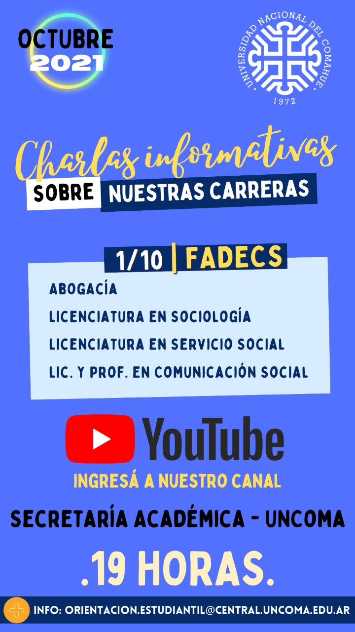 CHARLAS INFORMATIVAS SOBRE NUESTRAS CARRERAS