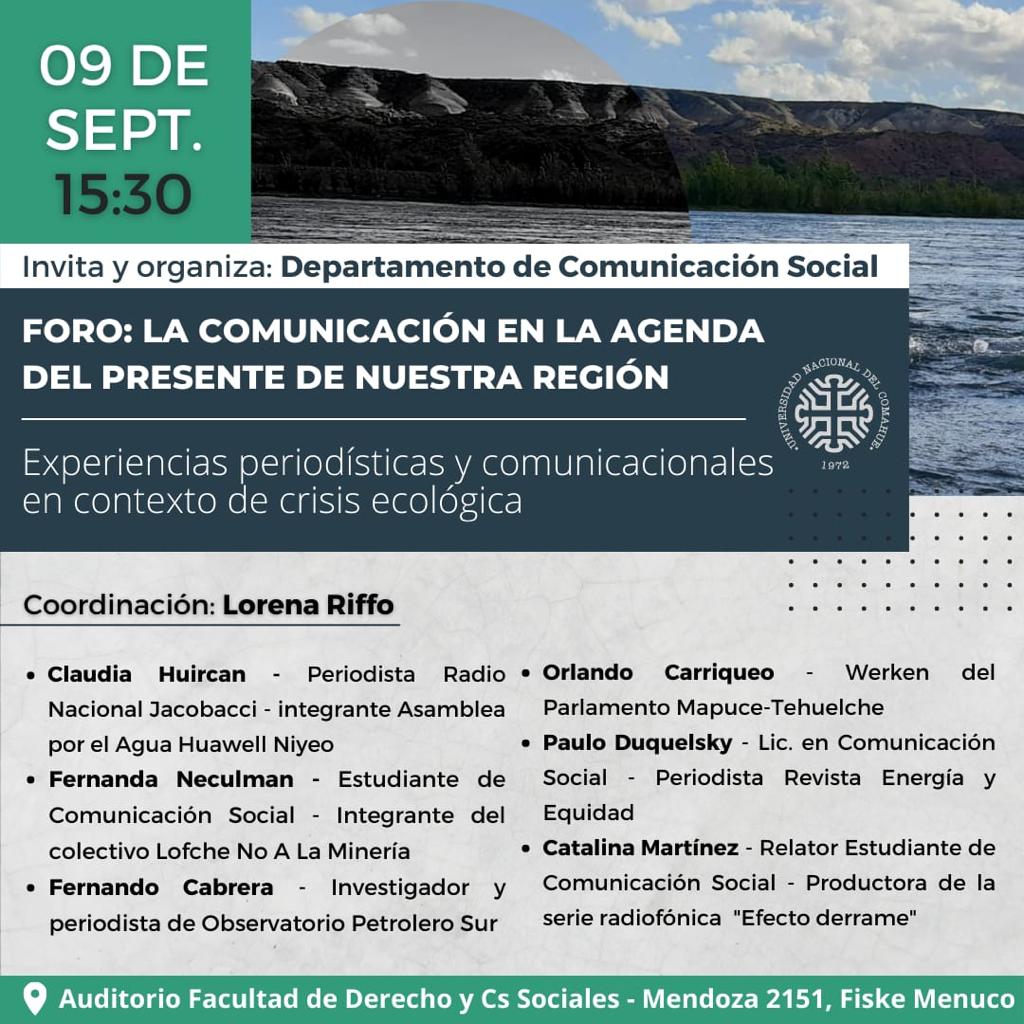 EL DEPARTAMENTO DE COMUNICACIÓN invita al Foro “Experiencias periodísticas y comunicacionales en contexto de crisis ecológica”.