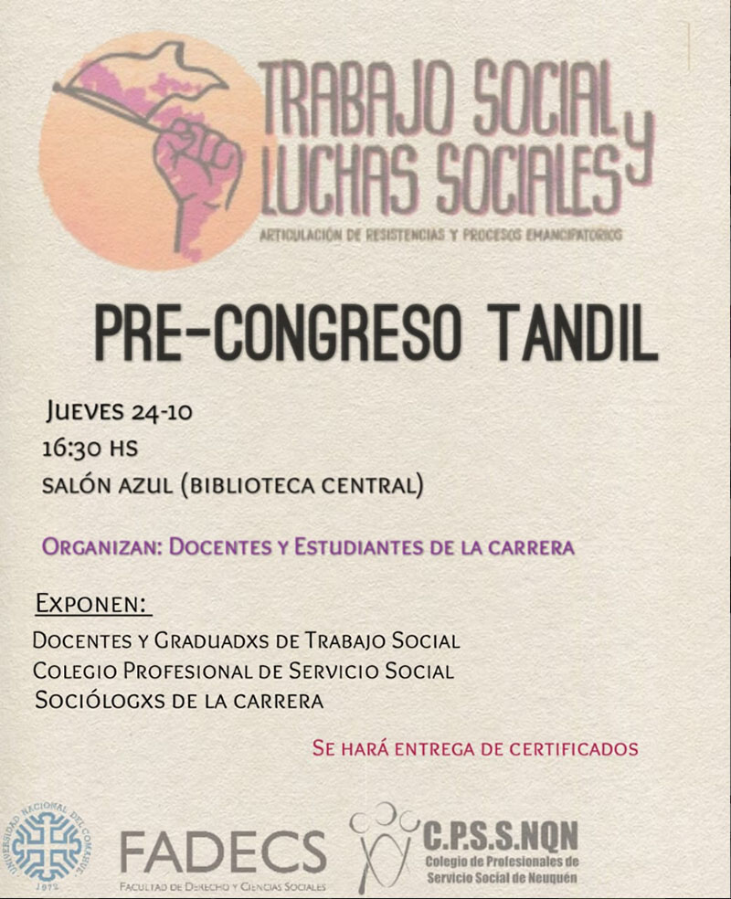 PRE CONGRESO DE TANDIL “TRABAJO SOCIAL Y LUCHAS SOCIALES”