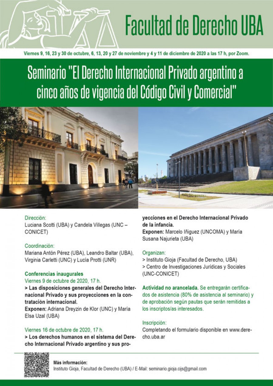 SEMINARIO "EL DERECHO INTERNACIONAL PRIVADO ARGENTINO A CINCO AÑOS DE VIGENCIA DEL CÓDIGO CIVIL Y COMERCIAL"