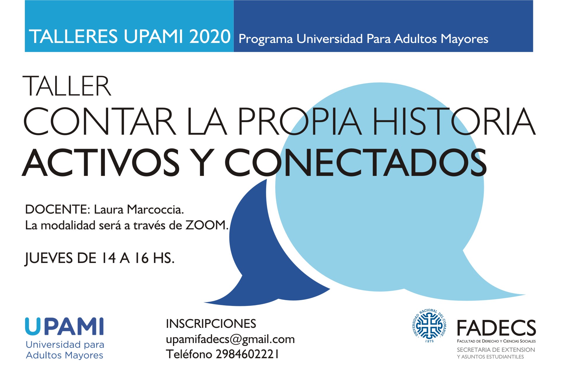 INSCRIPCIÓN A LOS TALLERES UPAMI 2020 