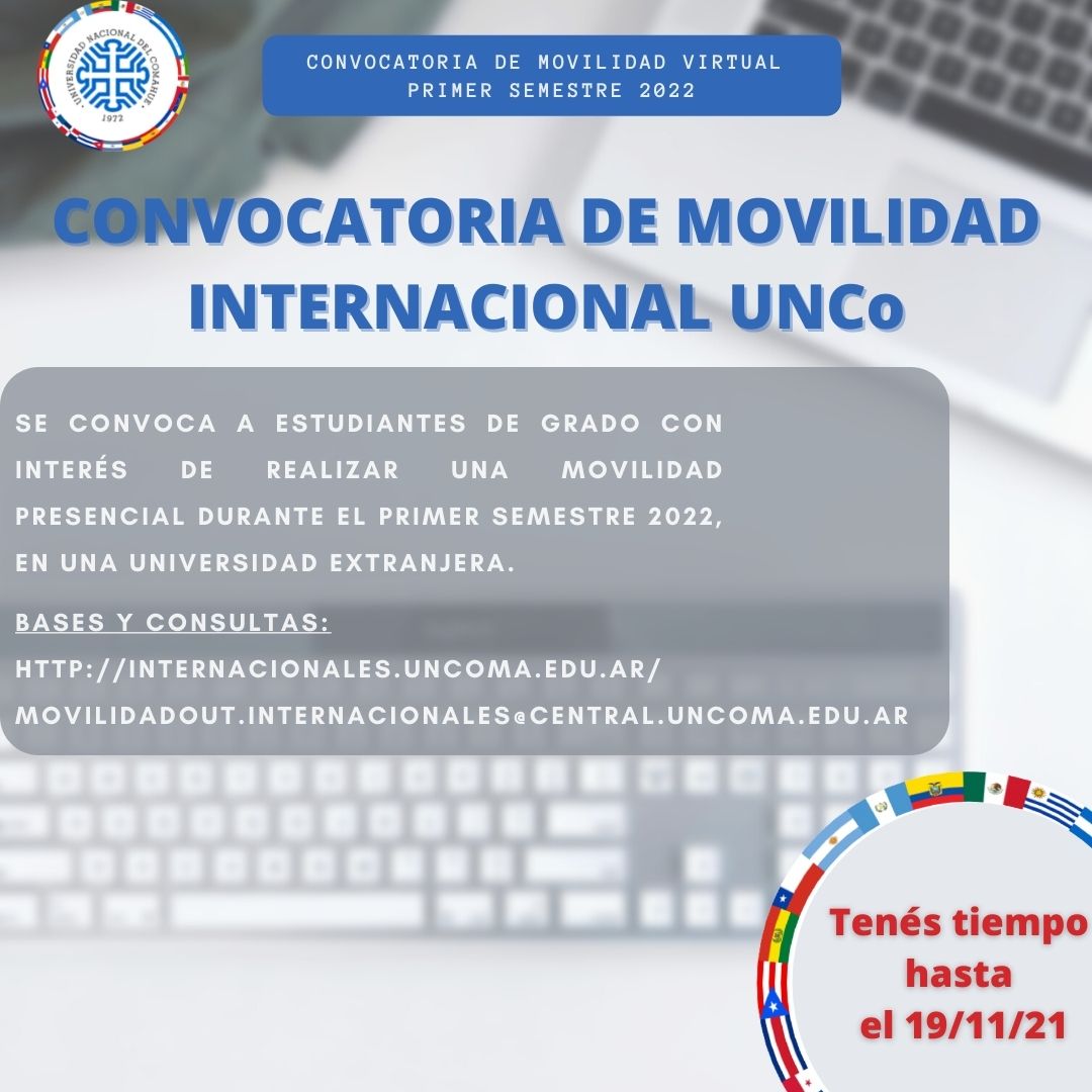 CONVOCATORIA DE MOVILIDAD INTERNACIONAL UNCO - CON AYUDA ECONÓMICA